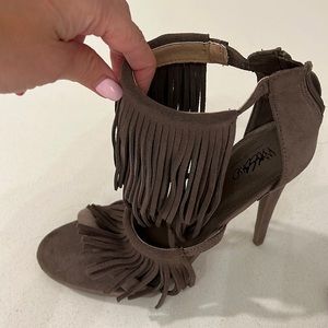 Fringe suede heels